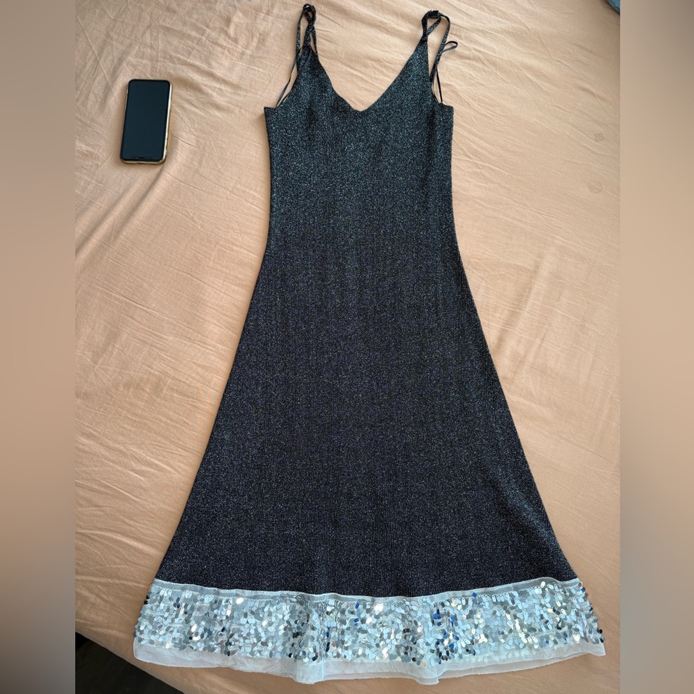 Sparkle Slip Dress with Sequin - Black